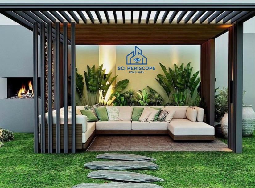 Pergola moderne salon extérieur